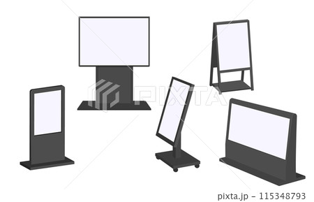 いろいろな形のデジタルサイネージ 115348793