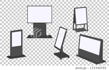 いろいろな形のデジタルサイネージ 115348793