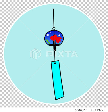 Illustration of a wind chime with a circular background 115349776