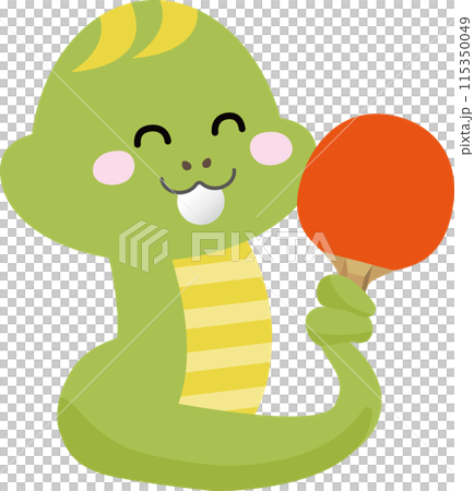 蛇愉快地打乒乓球的插圖 115350049