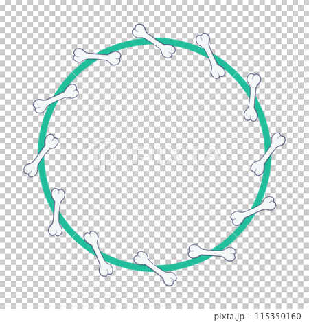 Illustration of a circular decorative frame of bones 115350160