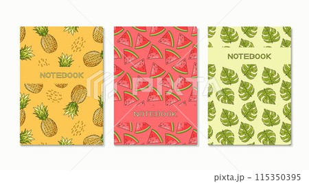 Design of a summer tropical cover notebook, book Design of a summer tropical cover notebook, book 115350395
