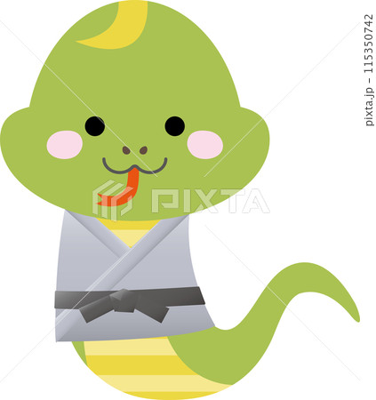 柔道や空手の道着を着たヘビのイラスト 115350742