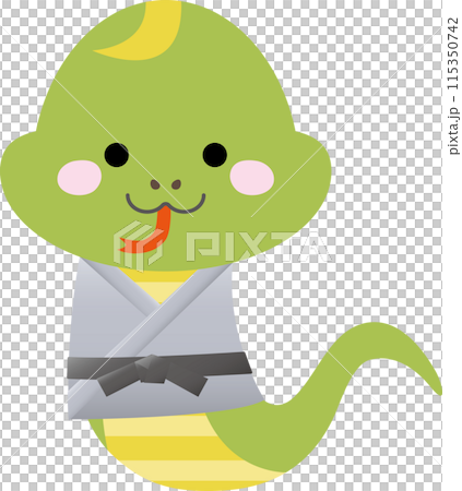 柔道や空手の道着を着たヘビのイラスト 115350742