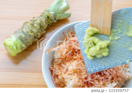本わさび わさび丼 生わさび 盛付 鰹節 本わさび わさび丼 生わさび 盛付 鰹節 115350757