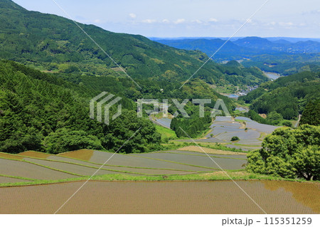 【佐賀県】田植え時期の蕨野の棚田 【佐賀県】田植え時期の蕨野の棚田 115351259