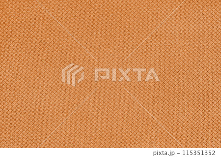 Plain orange velor upholstery fabric, jacquard with fine diamond texture background. 115351352