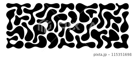 Set of black irregular blobs in liquid organic abstract shapes 115351698