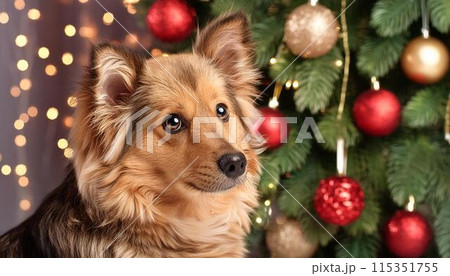 こちらを向いている犬 115351755