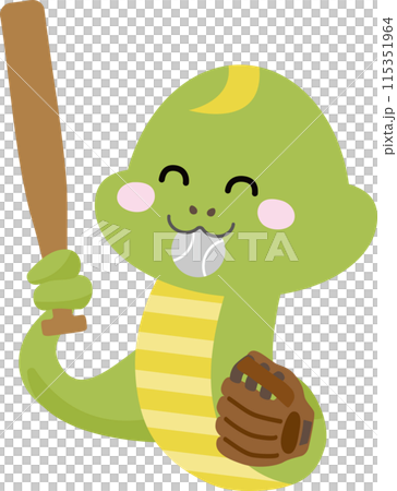 一條微笑的蛇打棒球的插圖 一條微笑的蛇打棒球的插圖 115351964