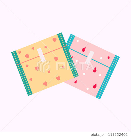 Feminine sanitary pad. Vector illustration in flat style. 115352402