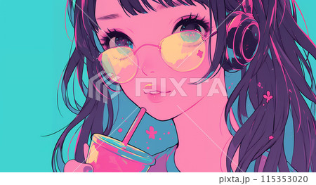 音楽を聴く女の子　AI 115353020