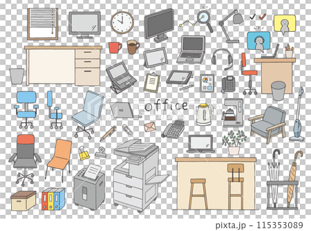 Hand-drawn business icon set assortment 4 (color) 115353089