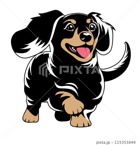 可愛いミニチュアダックスのベクターイラスト 115353849