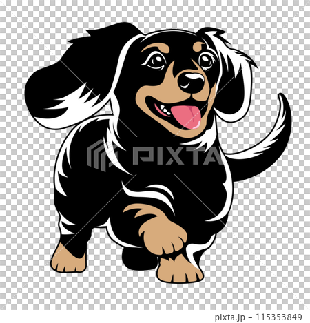 可愛いミニチュアダックスのベクターイラスト 115353849