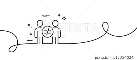 Discrimination line icon. Continuous one line with curl. Gender inequality sign. Equality balance symbol. Discrimination single outline ribbon. Loop curve pattern. Vector Discrimination line icon. Continuous one line with curl. Gender inequality sign. Equality balance symbol. Discrimination single outline ribbon. Loop curve pattern. Vector 115354024