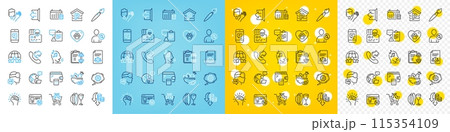 Vector icons set of Calendar, Cogwheel and Parking line icons pack for web with Outsource work, Blood, Sign out outline icon. Voicemail, Share call, Cross sell pictogram. Clipboard. Vector Vector icons set of Calendar, Cogwheel and Parking line icons pack for web with Outsource work, Blood, Sign out outline icon. Voicemail, Share call, Cross sell pictogram. Clipboard. Vector 115354109