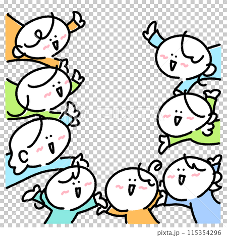 手を広げ輪になる笑顔の女性達　円になる　フレーム 115354296