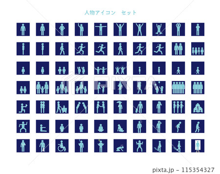 人物アイコン_イラストセット(枠付き) 人物アイコン_イラストセット(枠付き) 115354327