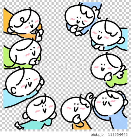 Smiling people of all ages and genders forming a circle Smiling people of all ages and genders forming a circle 115354443