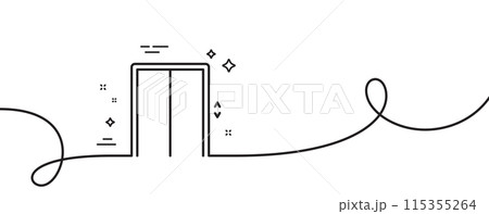 Lift line icon. Continuous one line with curl. Elevator sign. Transportation between floors symbol. Lift single outline ribbon. Loop curve pattern. Vector 115355264