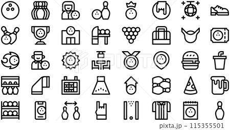 Bowling Icons collection is a vector illustration with editable stroke. 115355501