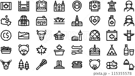 Canada Icons collection is a vector illustration with editable stroke. 115355578