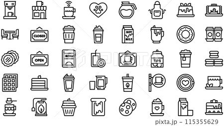 Coffee Shop Icons collection is a vector illustration with editable stroke. Coffee Shop Icons collection is a vector illustration with editable stroke. 115355629