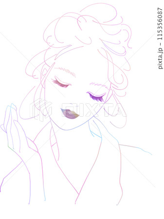 目を閉じた美しい女性 115356087