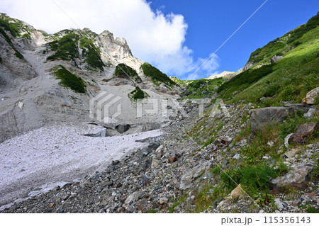 北アルプス白馬岳の大雪渓 115356143