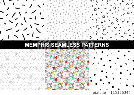 Collection of abstract memphis patterns. 115356344