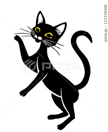 黒猫のシルエットのイラスト　白背景の切り抜き 115356406