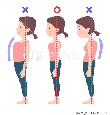 頭身低めの立ち姿勢についてのベクターイラストセット 頭身低めの立ち姿勢についてのベクターイラストセット 115356533