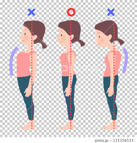 頭身低めの立ち姿勢についてのベクターイラストセット 頭身低めの立ち姿勢についてのベクターイラストセット 115356533