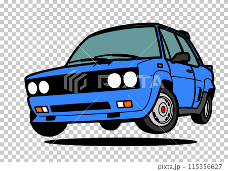 レトロなイタリアンコンパクトカー　ジャンプ　青色　自動車イラスト 115356627