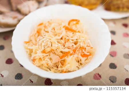 Delicious sauerkraut in a plate 115357134