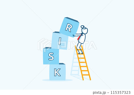 businessman stick figure character on ladder...のイラスト素材 [115357323] - PIXTA