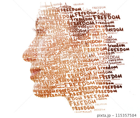 A conceptual paintography profile lettering portrait 115357584