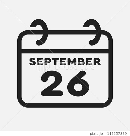 Icon page calendar day - 26 September 115357889