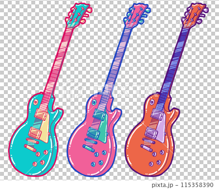 カラフルなエレキギターのイラスト 115358390