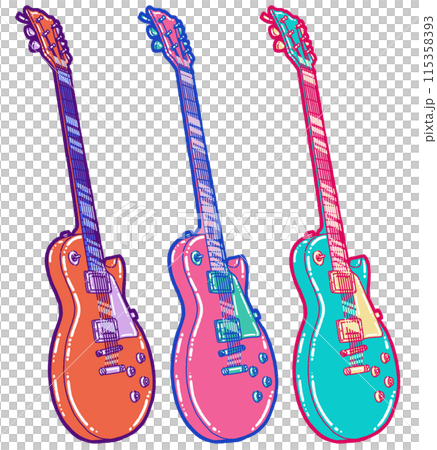 カラフルなエレキギターのイラスト 115358393
