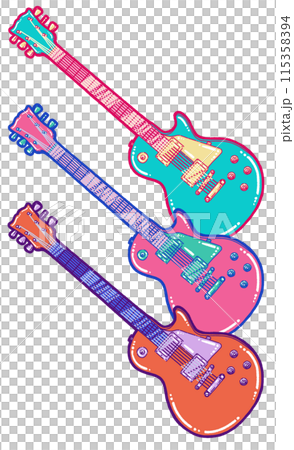 カラフルなエレキギターのイラスト 115358394