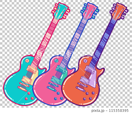 カラフルなエレキギターのイラスト 115358395