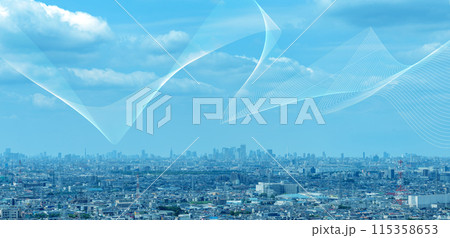 都市のネットワークイメージ、電波、電脳 都市のネットワークイメージ、電波、電脳 115358653