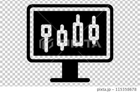 Black silhouette icon of a forex chart displayed on a monitor Black silhouette icon of a forex chart displayed on a monitor 115358678