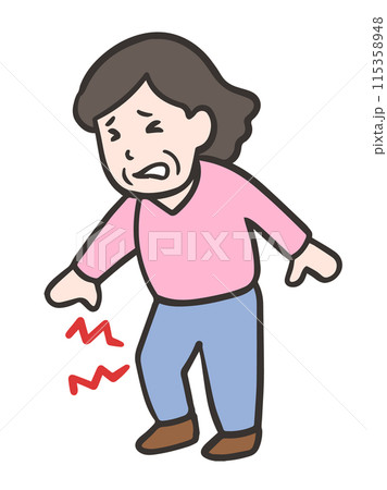 膝痛の中年女性のイラスト 115358948