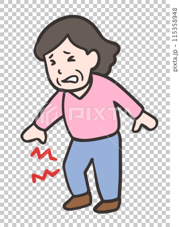膝痛の中年女性のイラスト 115358948