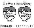 舌を大きく右回りで回す体操をする人の顔 115359015