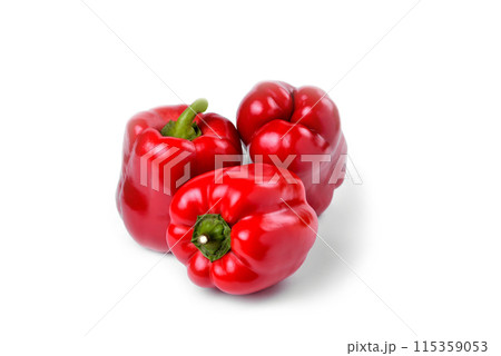 Red bell pepper natural on white background, close-up selective focus 115359053