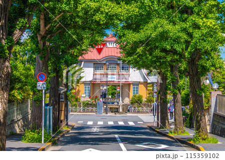 日本の東京都市景観 6月。田園調布駅の復元駅舎などを望む＝8日 115359102
